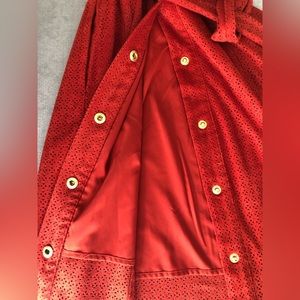 Eva Mendez by New York and Company Eyelet Gold Accent Button Down Lined Dress